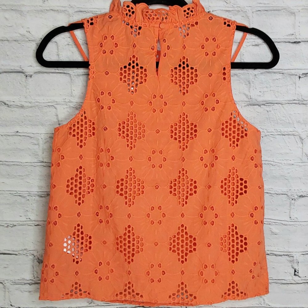 J.CREW 'FLEUR' 2 PIECE EYELET  RUFFLE TOP & CAMI SET NEW - Picture 2 of 16